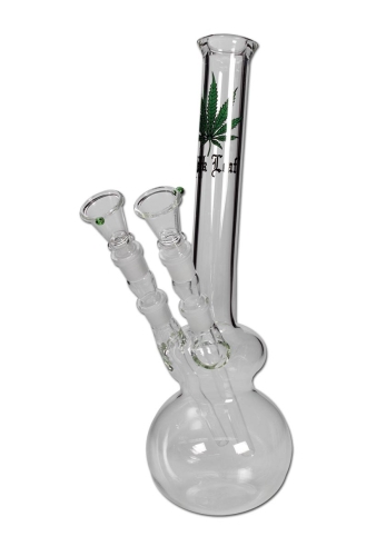 Black Leaf Heavy-Duty Double Bowl Glass Bong