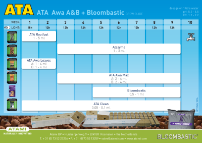 ATA Awa Leaves A & B 1L - минерален тор за растеж при хидропоника