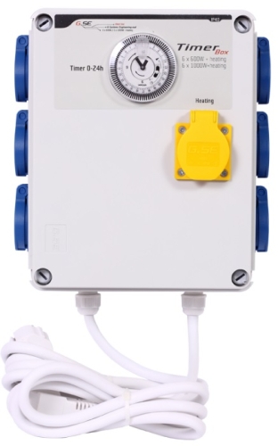 GSE Timer Box II 6x600W ngrohje - kuti timer + ngrohje për ndezjen e njëkohshme të disa llambave